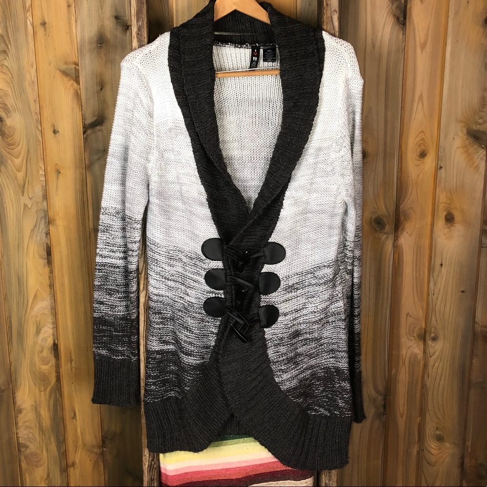 Ombré grey and black sweater cardigan